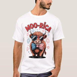 T-shirt Vache Écossaise Patriotique Meuh-rique 4 Juillet