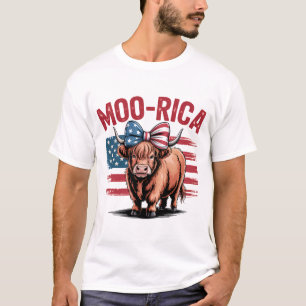 T-shirt Vache écossaise patriotique Moo-rica 4 juillet Mig