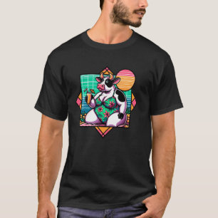 T-shirt Vache en maillot de bain avec boisson ambiance est