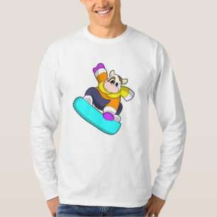 T-shirt Vache en snowboard avec snowboard