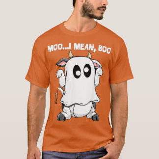 T-shirt Vache fantôme Moo Je veux dire Boo Citrouille Lune