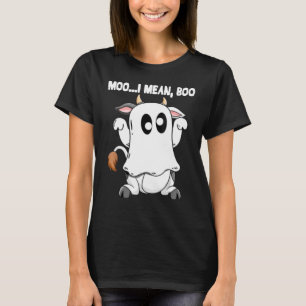 T-shirt Vache fantôme Moo Je veux dire Boo Citrouille Lune