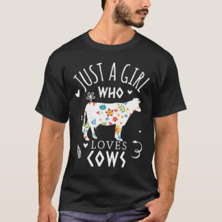 T-shirt Vache Fille qui aime les vaches Floral