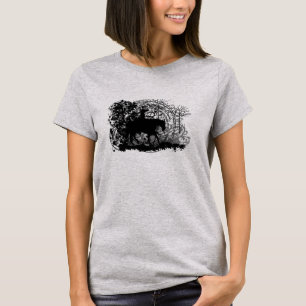 T-shirt Vache grungéeFille équitation cheval Tru arbres
