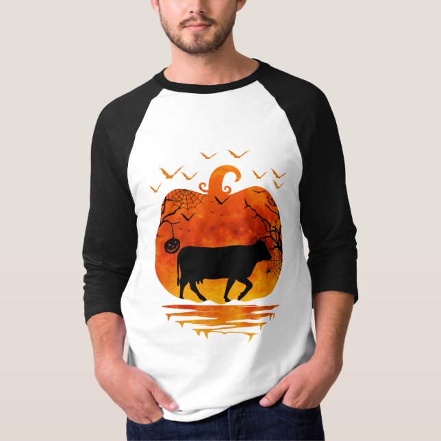 T-SHIRT VACHE HALLOWEEN CITROUILLE COSTUME COSTUME COW LOV (Devant)