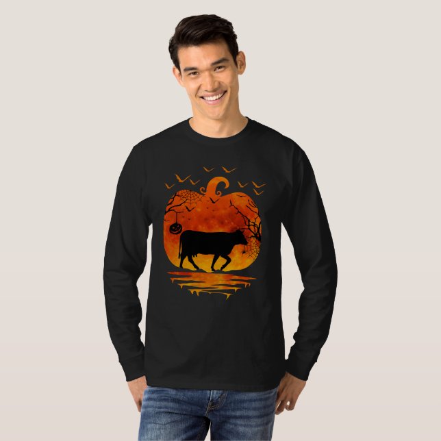 T-SHIRT VACHE HALLOWEEN COSTUME CITROUILLE AUTOMNE SAISON (Devant entier)