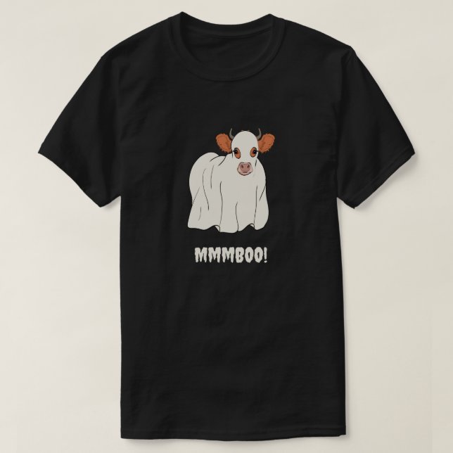 T-shirt Vache Halloween mignonne Ghost Moo Boo (Design devant)
