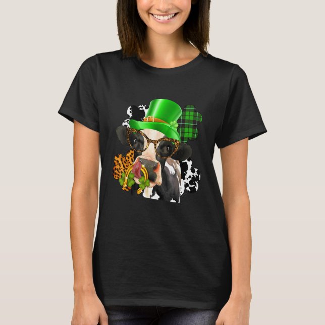 T-shirt Vache Highland Avec C St Patrick Day Cheval Leopar (Devant)