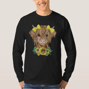 T-shirt Vache Highland avec des tournesols