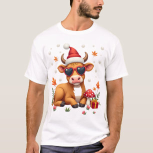 T-shirt Vache Highland d'automne Citrouille Noël Filles En