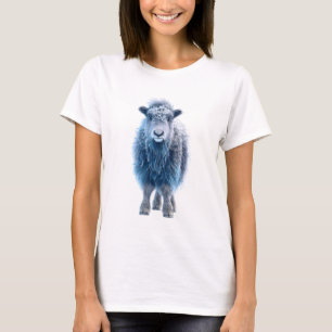 T-shirt Vache Highland Femme Veau Bleu Ethéré Majestueux