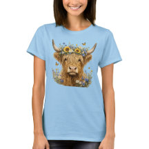 Vache Highland Florale Rustique