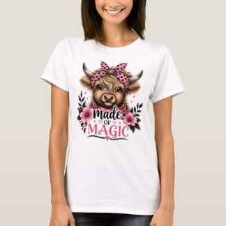 T-shirt Vache Highland Mignonne en Graphique Magique