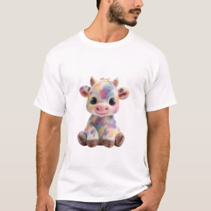 T-shirt Vache homme à éclaboussures d'aquarelle arc-en-cie