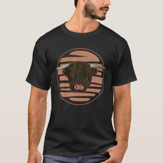 T-shirt Vache Imprimer Boeuf Visage animal avec vache Moti