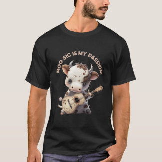 T-shirt Vache jouant de la guitare Musique Kawaii Guitaris
