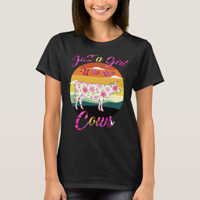 T-shirt Vache Juste Une Fille Qui Aime Les Vaches Fermier  (Devant)