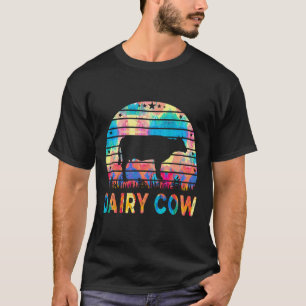 T-shirt Vache laitière amusante Coucher de soleil Rétro Vi