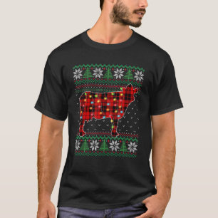 T-shirt Vache laitière Douleur moche Noël Animaux Lumières