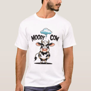 T-shirt Vache Lunatique Dessin Animé Drôle et Grincheuse