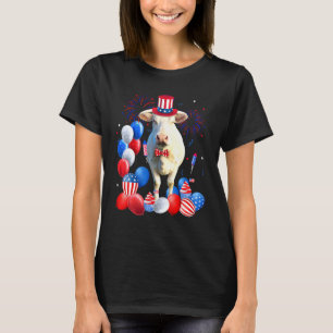 T-shirt Vache mignonne ballons 14 juillet drapeau américai