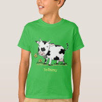 Vache mignonne en vert dessin animé sur le terrain