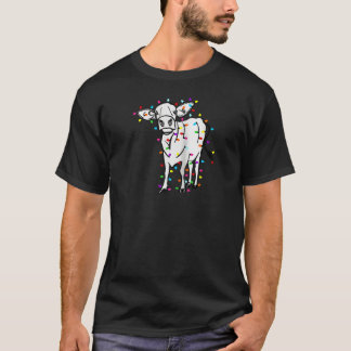 T-shirt Vache mignonne Lumières Noël Propriétaire Vache Lo