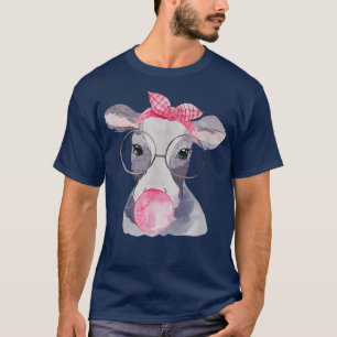 T-shirt Vache mignonne soufflante bulle Cowgirl ferme vie