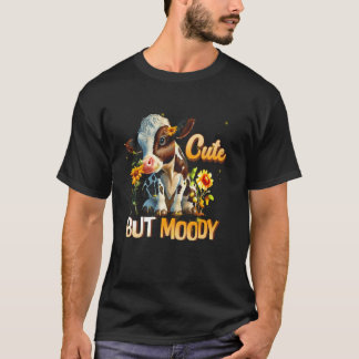 T-shirt Vache mignonne-Vache lunatique Amoureux de la ferm