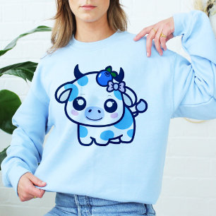 T-shirt Vache myrtille bleue Vêtement Kawaii Cadeau de vac