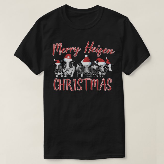 T-shirt Vache Noël Joyeux Heifen Noël Funny Vache Far (Design devant)
