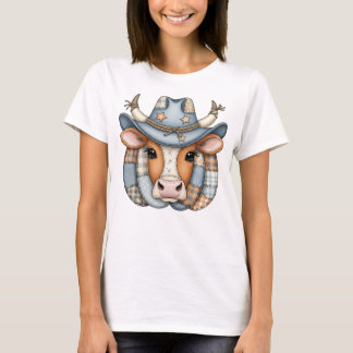 T-shirt Vache patchwork avec chapeau de cowboy – Ferme rus