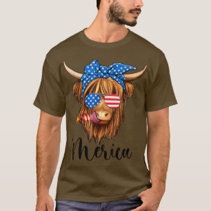 T-shirt Vache patriote vintage 4 juillet drapeau américain