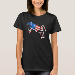 T-shirt Vache Patriotique Rouge Blanc Et Moo Bleu Drapeau