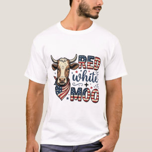 T-shirt Vache Patriotique Rouge Blanc Moo Chemise 4 Juille