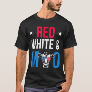 T-shirt Vache Pavillon Usa Patriotique Rouge Blanc Et Moo