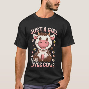 T-shirt Vache pour enfants Juste une fille qui aime les va