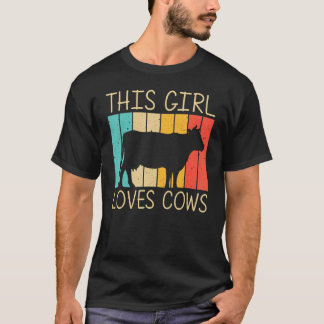 T-shirt Vache pour filles enfants animal de ferme vache él