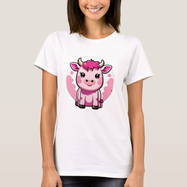 T-shirt Vache rose de Cute Kawaii (Devant)