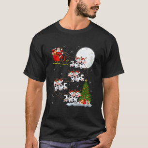 T-shirt Vache Santa Sleigh Volant Drôle Magique Noël