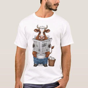T-shirt Vache sur toilettes PNG, drôle d'animal de ferme