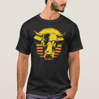 T-shirt Vache Tête de vache Lunettes de soleil rétro Fermi