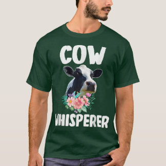 T-shirt Vache Whisperer Cute Cow Floral Flower Farm G