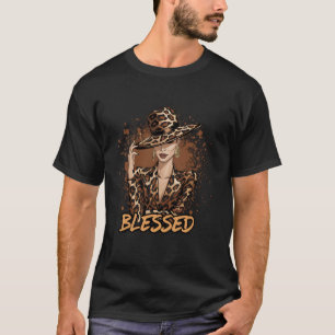 T-shirt Vachère noire bénie Swag Western Léopard africain