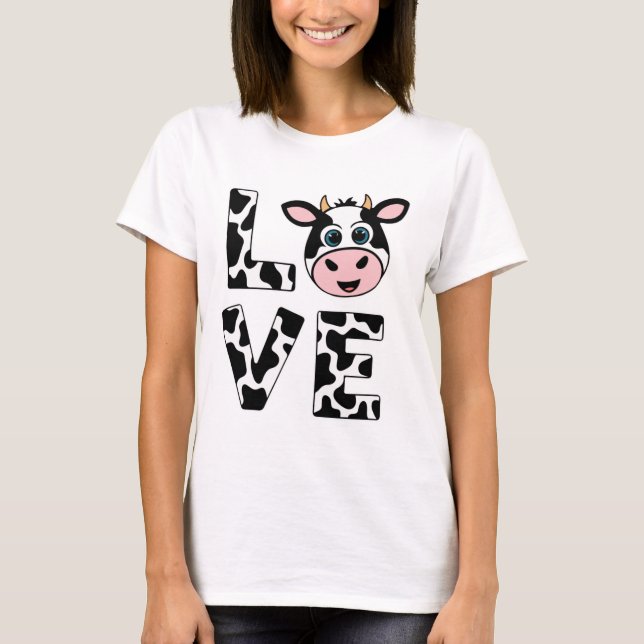 T-shirt Vaches mignonnes J'aime (Devant)