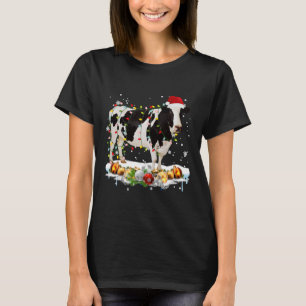 T-shirt Vaches Père Noël Amateurs de Noël Lumières de Noël