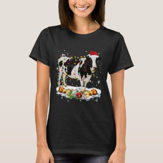 T-shirt Vaches Père Noël Amateurs de Noël Lumières de Noël