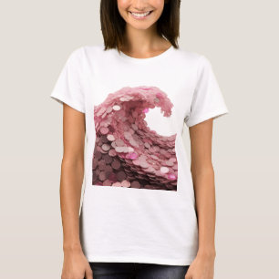 T-shirt Vague Argent VAGUE DE PIÈCE ROSE Design Moderne