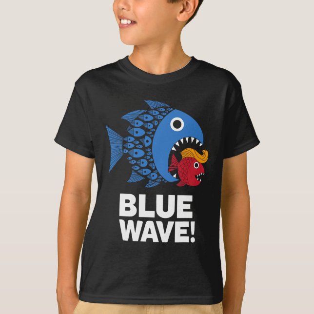 T-shirt Vague Bleue Kamala Amusant Gros Poissons Mangez Pe (Devant)