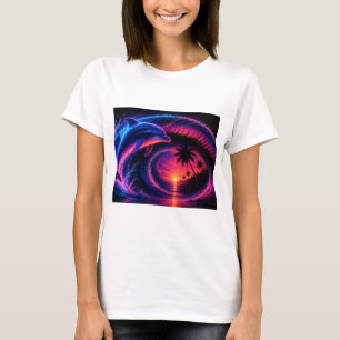 T-shirt Vague de dauphin tropical Art PNG transparent Océa